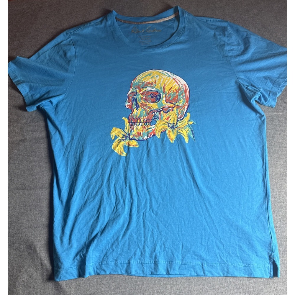 ROBERT Graham T-shirt  Front Logo Men's‎ 2XL Blue 100% Cotton